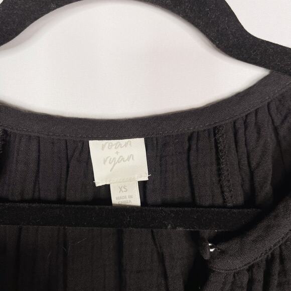 Evereve Roan + Ryan XS Black Elliott Gauze Flutter Sleeve VNeck Top Short Sleeve - Picture 6 of 8